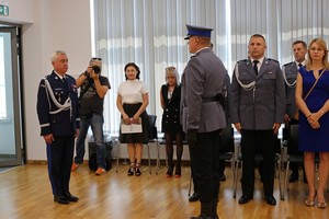 Uroczysta zbiórka w auli konferencyjnej krośnieńskiej komendy