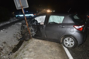 Uszkodzenia powypadkowe toyoty uczestniczącej w zdarzeniu drogowym w Ustrobnej