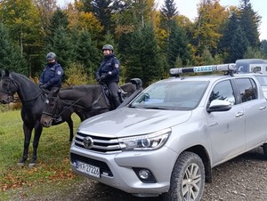 policyjni jeźdźcy podczas patrolu