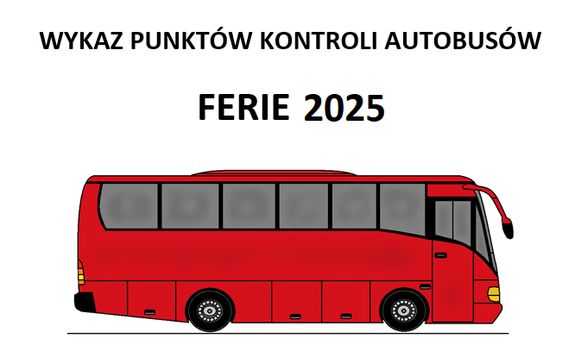 grafika promująca policyjną kampanię - na białym tle czerwony autobus