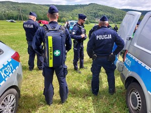 uczestnicy ćwiczeń służb ratowniczych podczas działań w Rudawce Rymanowskiej