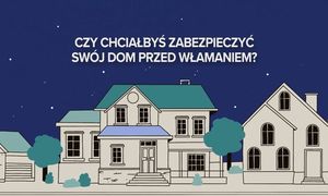Hasło: czy chciałbyś zabezpieczyć swój dom przed włamaniem? Poniżej grafika osiedla mieszkaniowego
