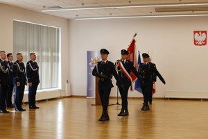 uczestnicy uroczystej zbiórki z okazji wprowadzenia Komendanta Miejskiego Policji w Krośnie
