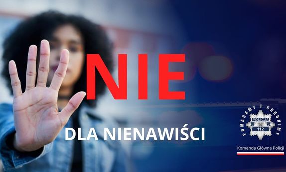 grafika promująca kampanię, z hasłem w centralnej części obrazu Nie dla nienawiści