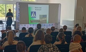 Zdjęcie z prelekcji w ramach akcji "Bezpieczna droga do szkoły"